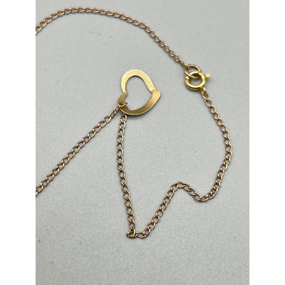 Thin 14K Gold Bracelet Sliding Heart Charm Yellow Gold Chain Vintage Jewelry - Picture 6 of 8